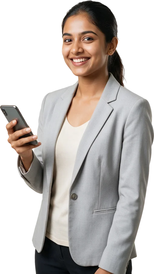 Founder checking her phone